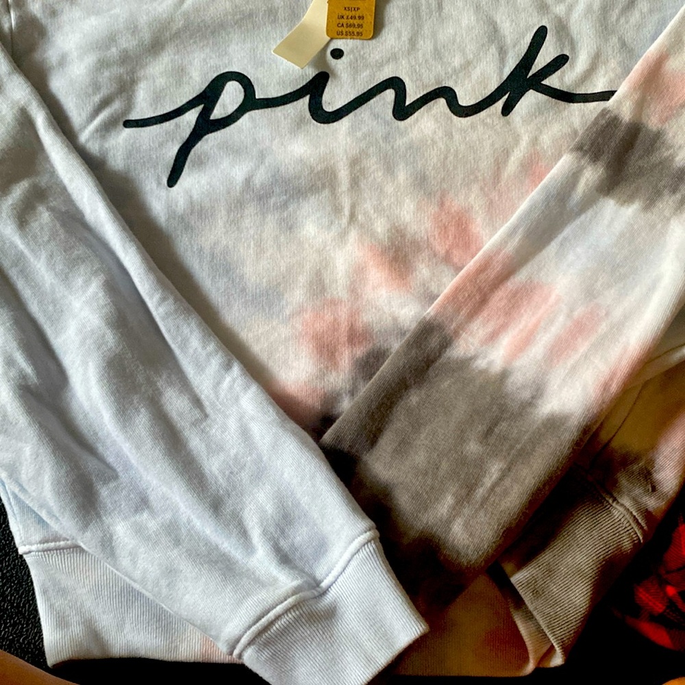 Victoria secret pink off the shoulder cropped sweatshirt